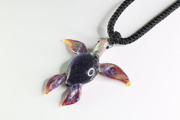 Luminous Hawaiian Purple Glass Sea Turtle Pendant Necklace