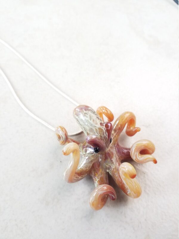 Pacific Octopus Pendant Necklace with multiple colors of Carmel and Brown a Great Gift Idea for Him or Her